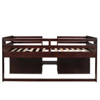 Twin Loft Bed with Storage and Drawers, Low Loft Bed Frame with 2 Shelves and 2 Drawers, No Box Spring Needed