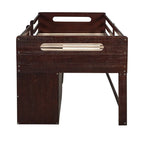 Twin Loft Bed with Storage and Drawers, Low Loft Bed Frame with 2 Shelves and 2 Drawers, No Box Spring Needed