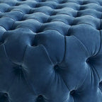 Corvus Chesterfield Round Tufted Velvet Ottoman with Casters
