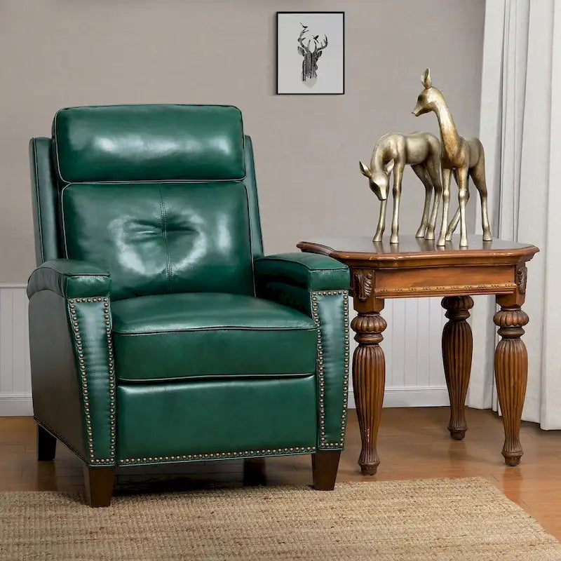 Gaspar Mid-Century Modern Pushback Recliner with Nailhead Trim by HULALA HOME