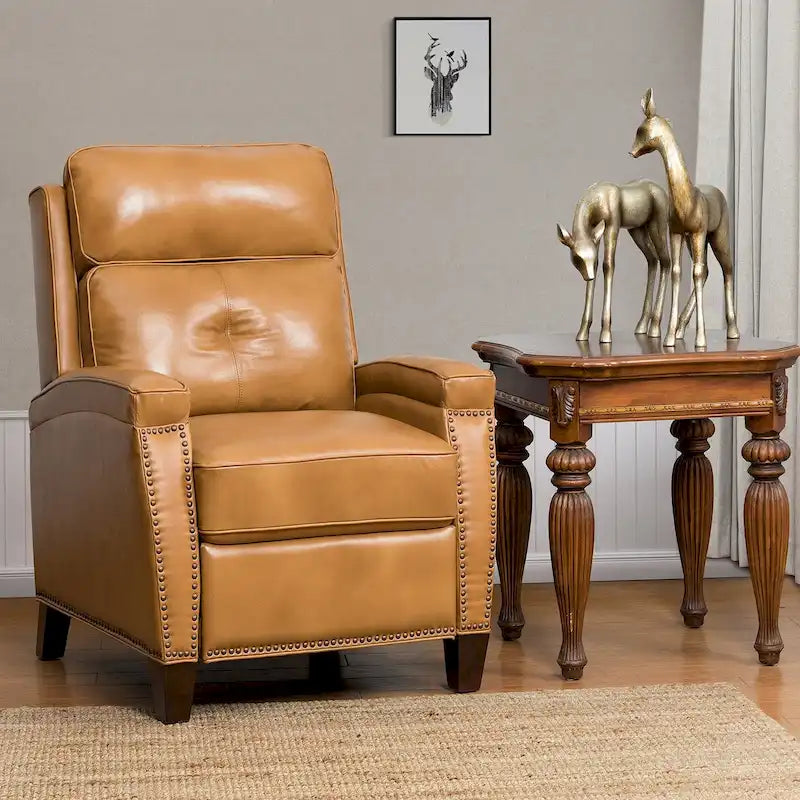 Gaspar Mid-Century Modern Pushback Recliner with Nailhead Trim by HULALA HOME