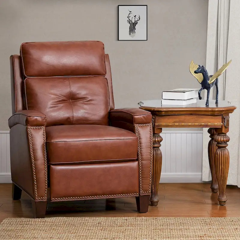 Gaspar Mid-Century Modern Pushback Recliner with Nailhead Trim by HULALA HOME