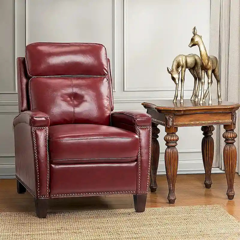 Gaspar Mid-Century Modern Pushback Recliner with Nailhead Trim by HULALA HOME