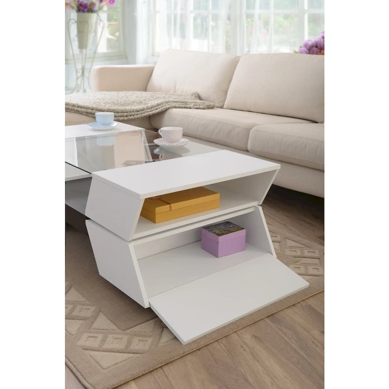 Anjin Enzo Contemporary 47-inch Glass Top Insert Two-tone 1-Shelf Coffee Table by Furniture of America