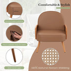 Accent Chair Armchair with Rattan Arms Upholstered Rattan Boho Accent Chair for Living Room Bedroom