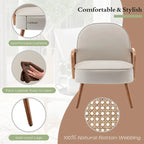 Accent Chair Armchair with Rattan Arms Upholstered Rattan Boho Accent Chair for Living Room Bedroom