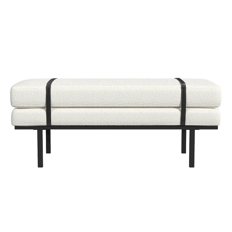 HomePop upholstered Bench with Metal Base - Cream Boucle