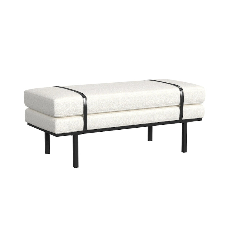 HomePop upholstered Bench with Metal Base - Cream Boucle