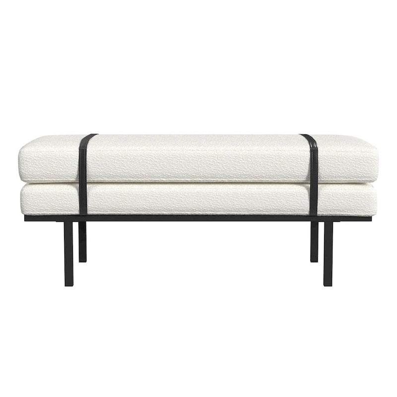 HomePop upholstered Bench with Metal Base - Cream Boucle