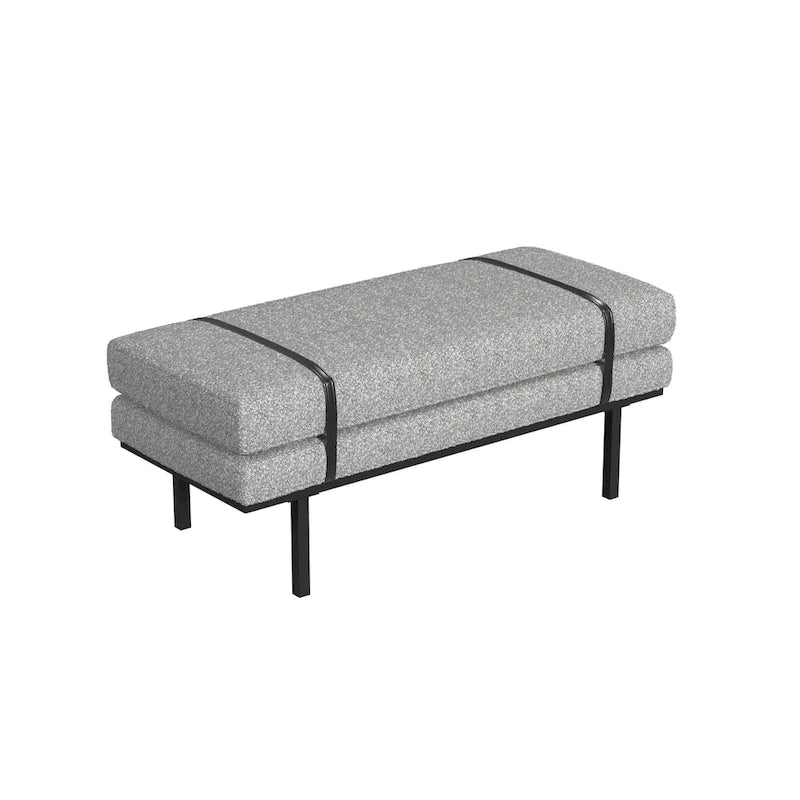HomePop upholstered Bench with Metal Base - Cream Boucle