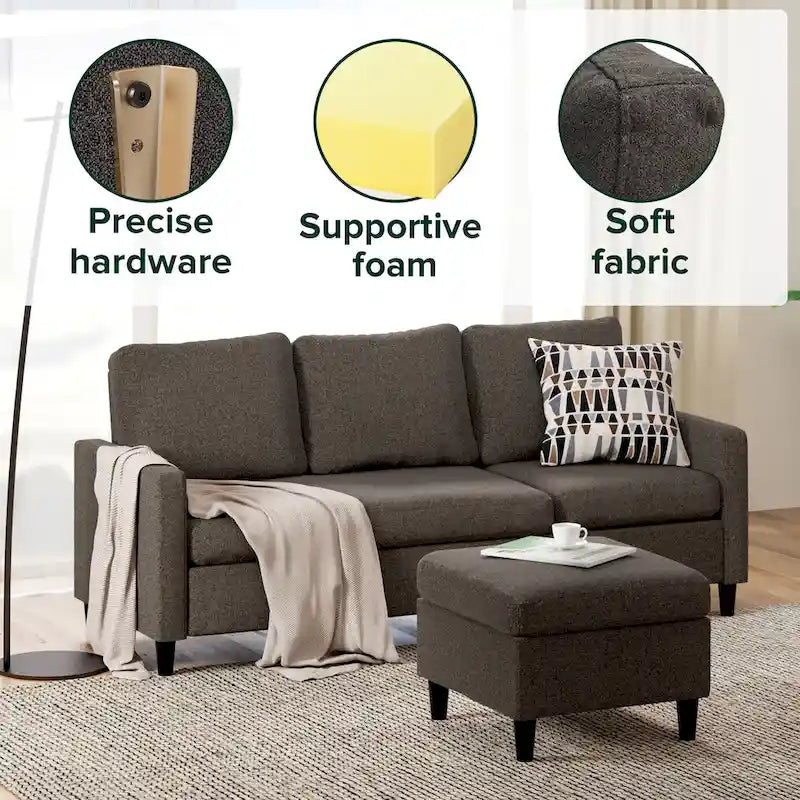 Priage by ZINUS Convertible Sectional Sofa with Reversible Chaise