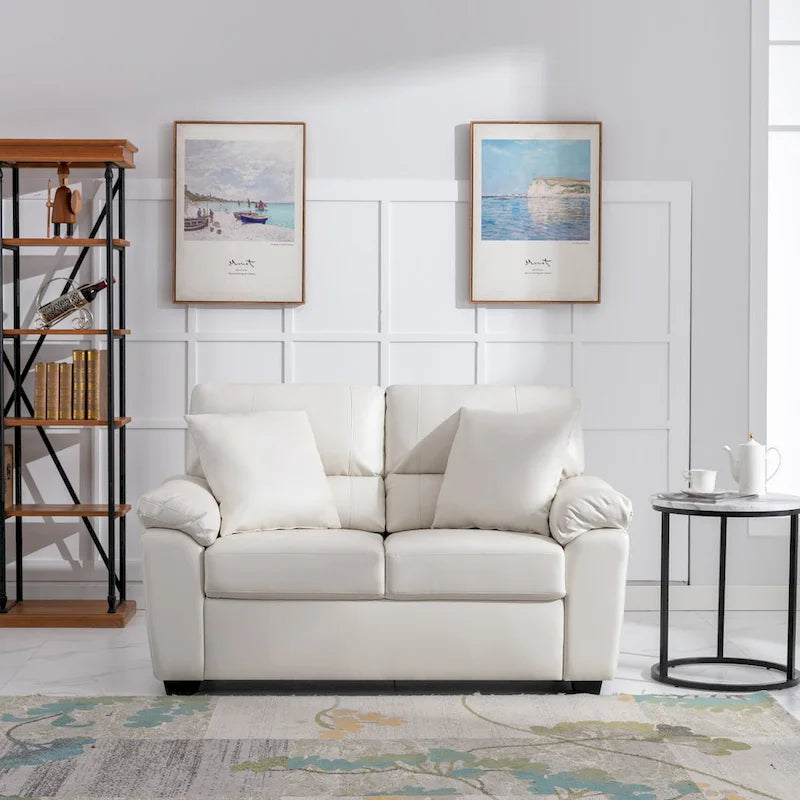 Morden Fort Upholstered Living Room Set, 2 Pieces - Faux Leather chair, Loveseat