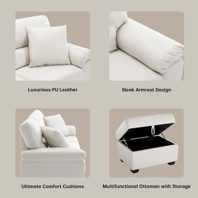 Morden Fort Upholstered Living Room Set, 2 Pieces - Faux Leather chair, Loveseat