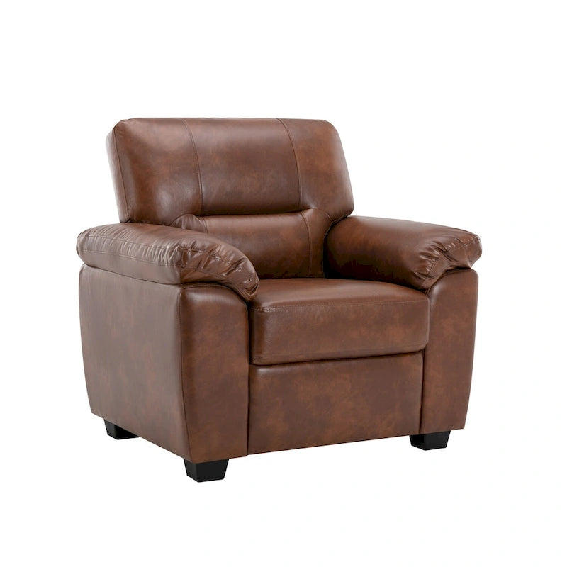 Morden Fort Upholstered Living Room Set, 2 Pieces - Faux Leather chair, Loveseat
