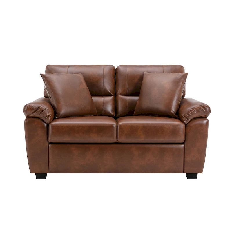 Morden Fort Upholstered Living Room Set, 2 Pieces - Faux Leather chair, Loveseat