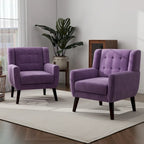 Set of 2 Velvet Living Room Accent Chair Upholstered Armchair