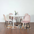 Roundhill Furniture Lassan Contemporary 5-Piece Dining Set, White Round Table and 4 Chairs