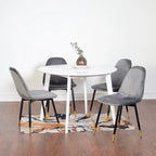 Roundhill Furniture Lassan Contemporary 5-Piece Dining Set, White Round Table and 4 Chairs
