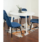 Roundhill Furniture Lassan Contemporary 5-Piece Dining Set, White Round Table and 4 Chairs