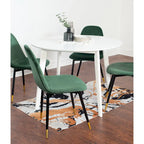 Roundhill Furniture Lassan Contemporary 5-Piece Dining Set, White Round Table and 4 Chairs