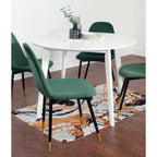 Roundhill Furniture Lassan Contemporary 5-Piece Dining Set, White Round Table and 4 Chairs