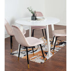 Roundhill Furniture Lassan Contemporary 5-Piece Dining Set, White Round Table and 4 Chairs