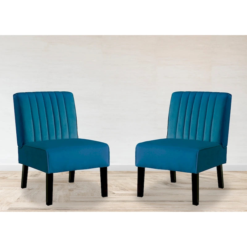 US Pride Nightingale Velvet Stripe Back Accent Chair Set of 2