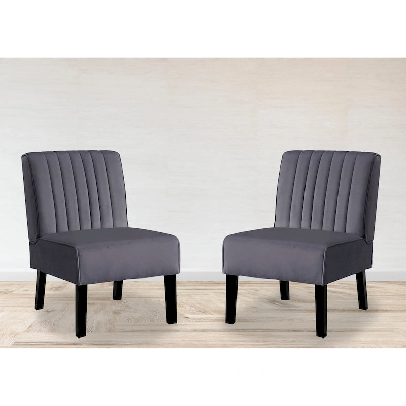 US Pride Nightingale Velvet Stripe Back Accent Chair Set of 2