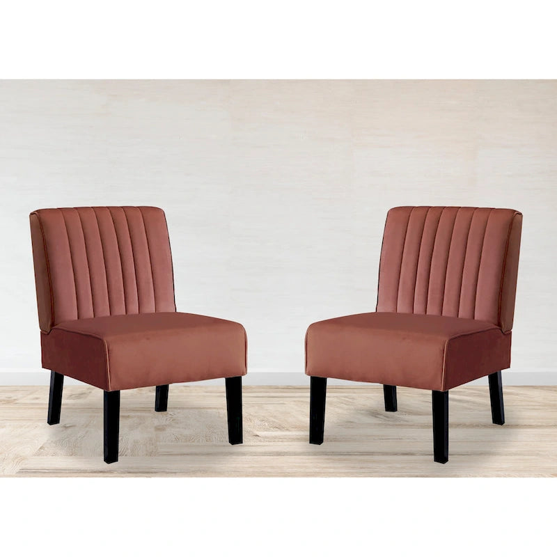 US Pride Nightingale Velvet Stripe Back Accent Chair Set of 2