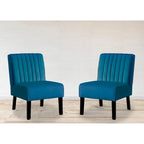 US Pride Nightingale Velvet Stripe Back Accent Chair Set of 2