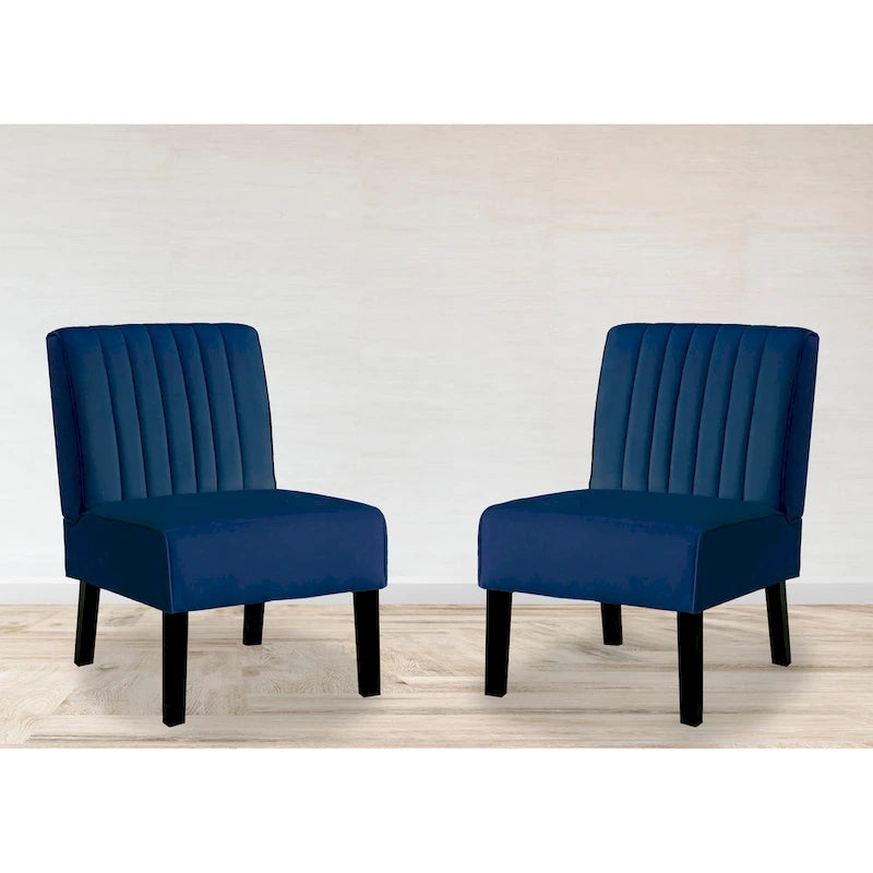 US Pride Nightingale Velvet Stripe Back Accent Chair Set of 2