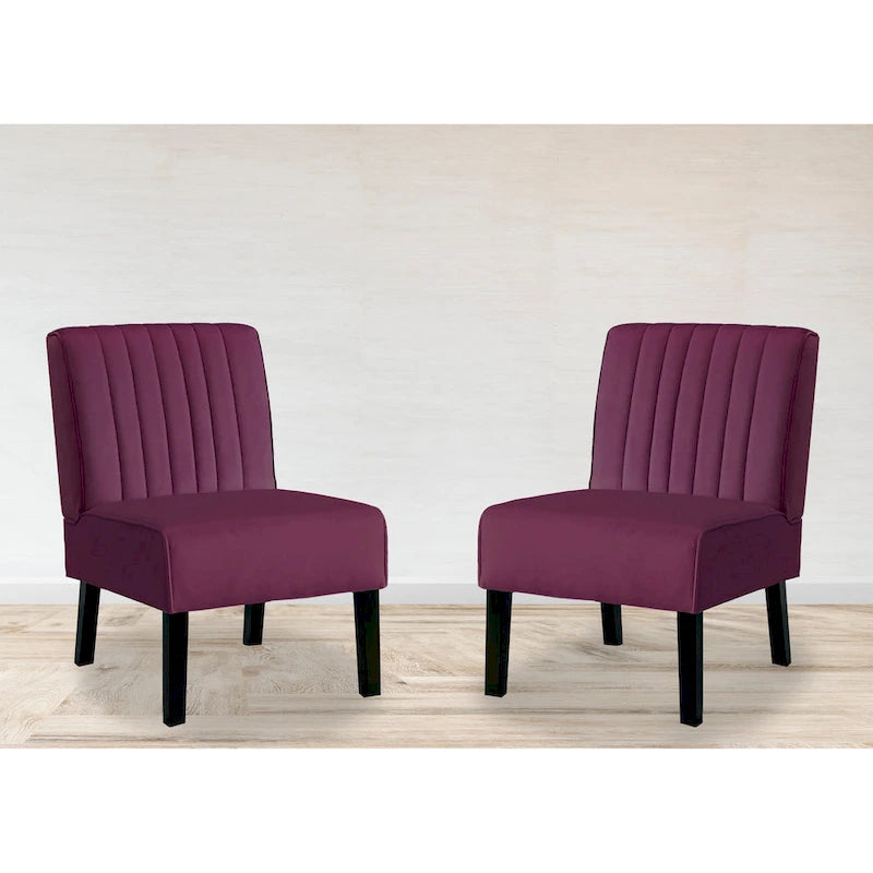 US Pride Nightingale Velvet Stripe Back Accent Chair Set of 2