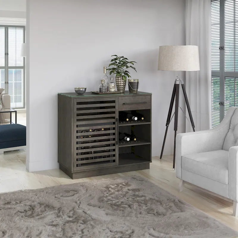 Bar Cabinet with Compressor Cooler and Reversible Shelves