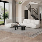 Modern Bean Bag Chair, Teddy Fabric Lounger Chair Lazy Sofa Set