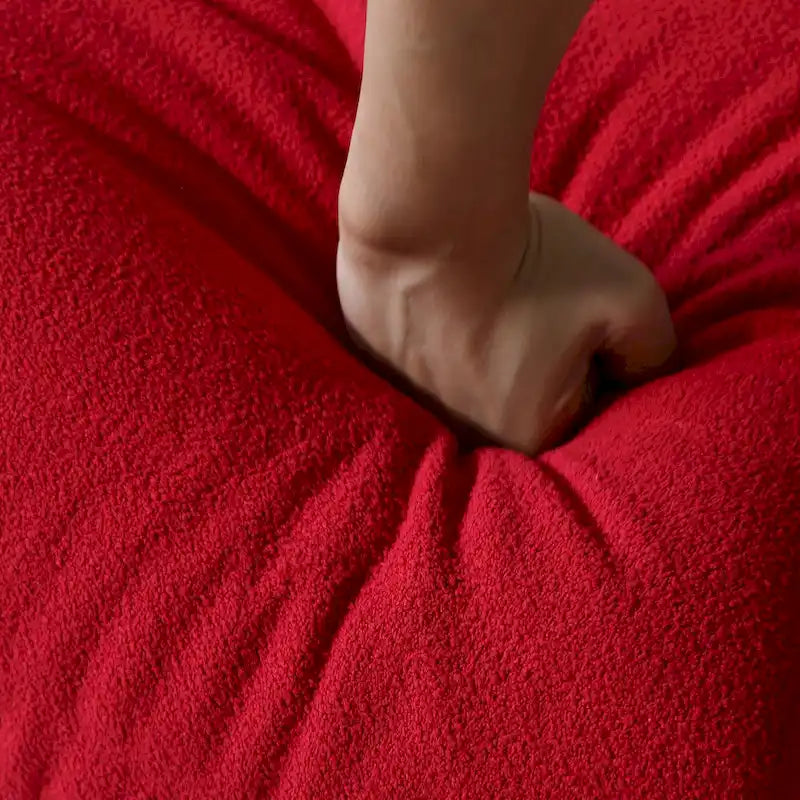 Modern Bean Bag Chair, Teddy Fabric Lounger Chair Lazy Sofa Set