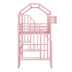 Twin Size Metal Loft Bed with roof design and a storage box