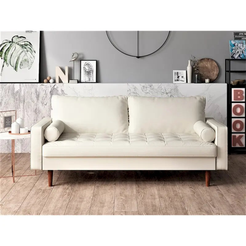 US Pride Lopez Faux Leather Mid-century Modern Sofa