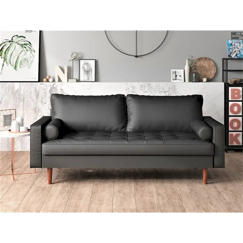 US Pride Lopez Faux Leather Mid-century Modern Sofa
