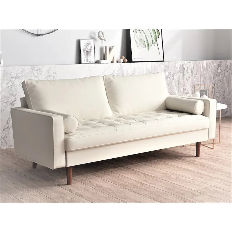 US Pride Lopez Faux Leather Mid-century Modern Sofa