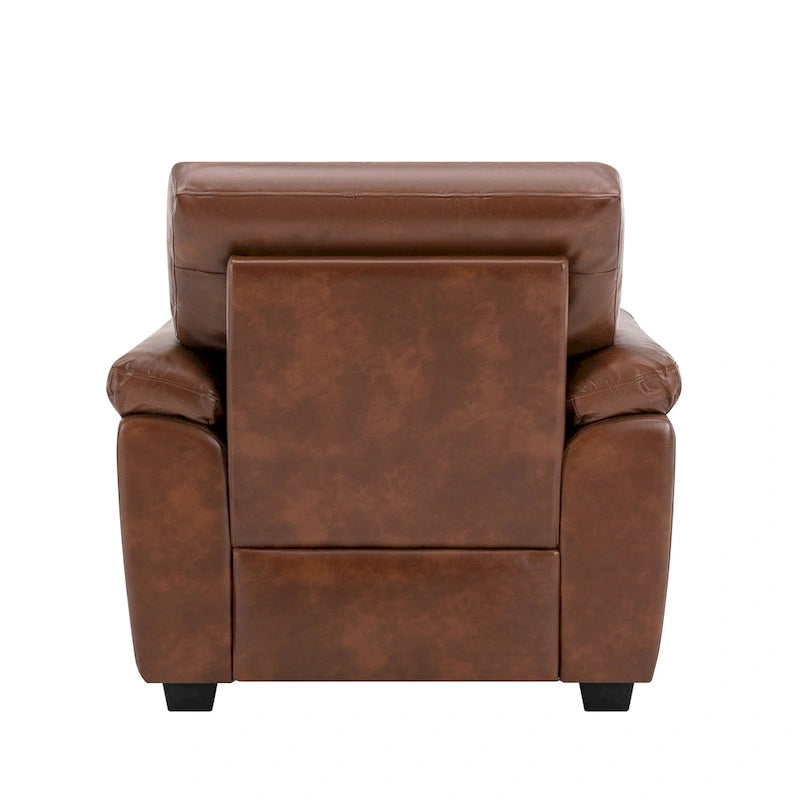 Morden Fort Upholstered Living Room Set, 2 Pieces, Faux Leather Chair, Sofa