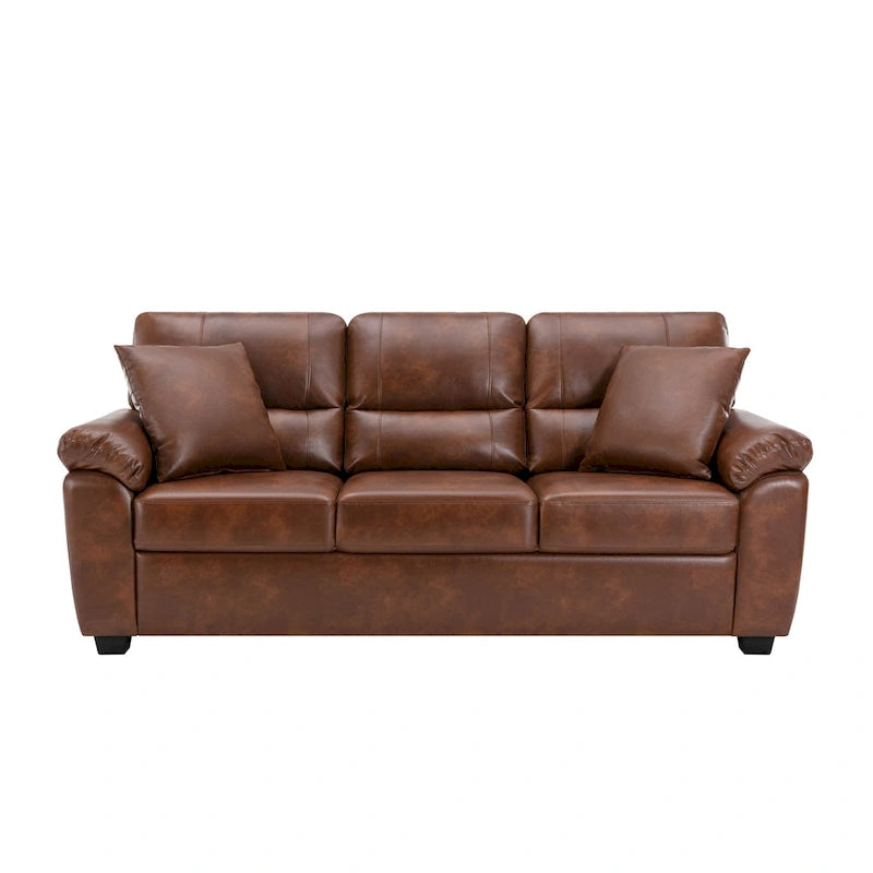 Morden Fort Upholstered Living Room Set, 2 Pieces, Faux Leather Chair, Sofa