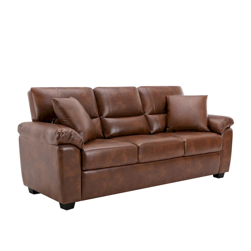 Morden Fort Upholstered Living Room Set, 2 Pieces, Faux Leather Chair, Sofa
