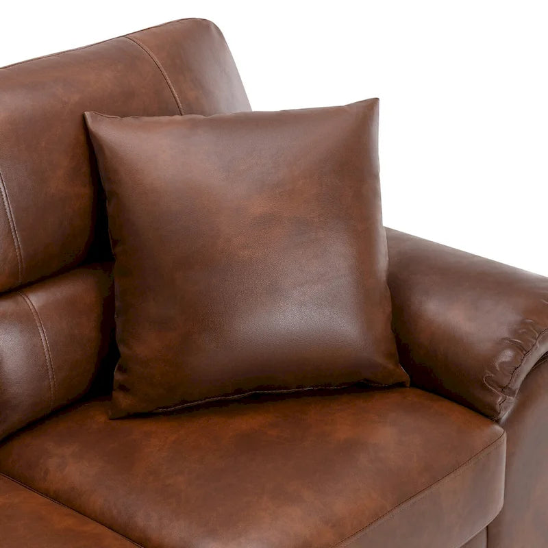 Morden Fort Upholstered Living Room Set, 2 Pieces, Faux Leather Chair, Sofa