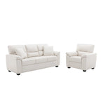 Morden Fort Upholstered Living Room Set, 2 Pieces, Faux Leather Chair, Sofa
