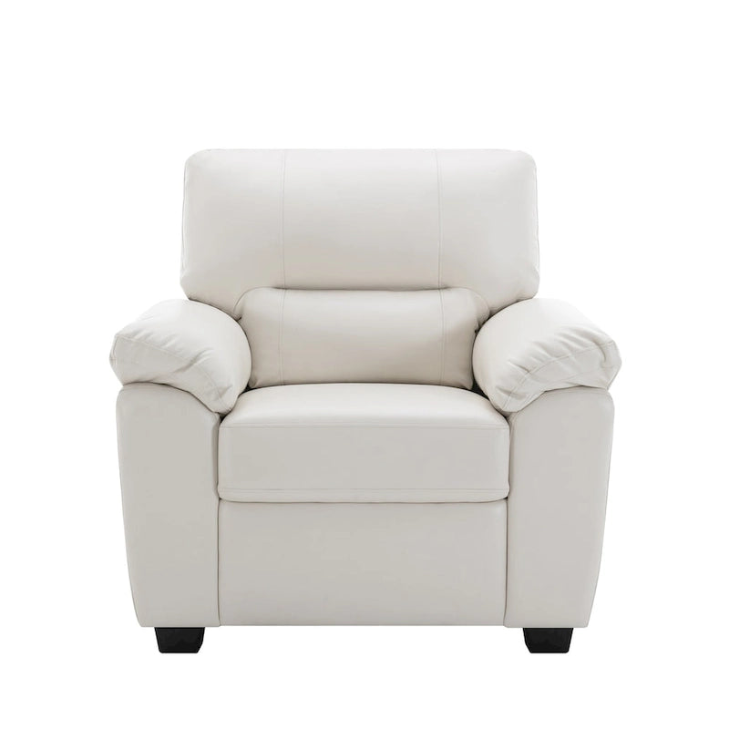 Morden Fort Upholstered Living Room Set, 2 Pieces, Faux Leather Chair, Sofa