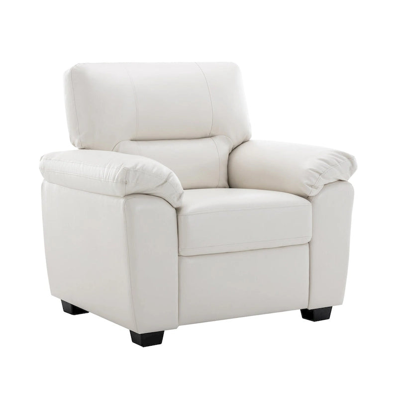 Morden Fort Upholstered Living Room Set, 2 Pieces, Faux Leather Chair, Sofa