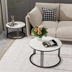 Round Sofa Nesting Coffee Table Sintered Stone Set of 2