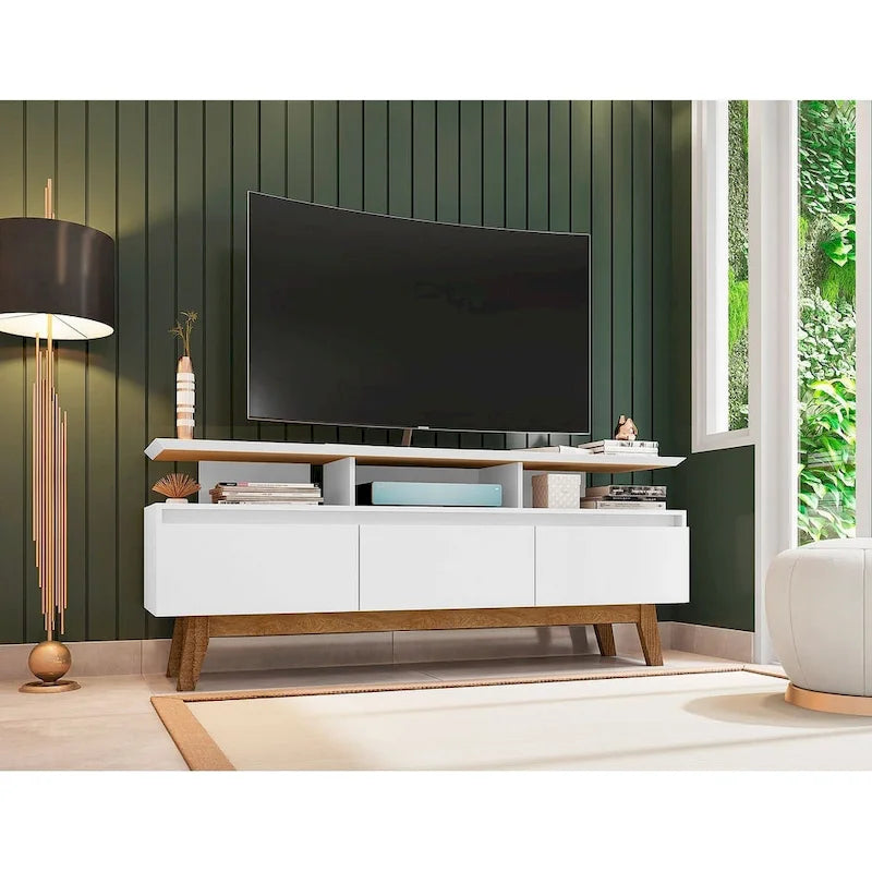 Yonkers Mid Century Modern Wood . Media Console Cabinet