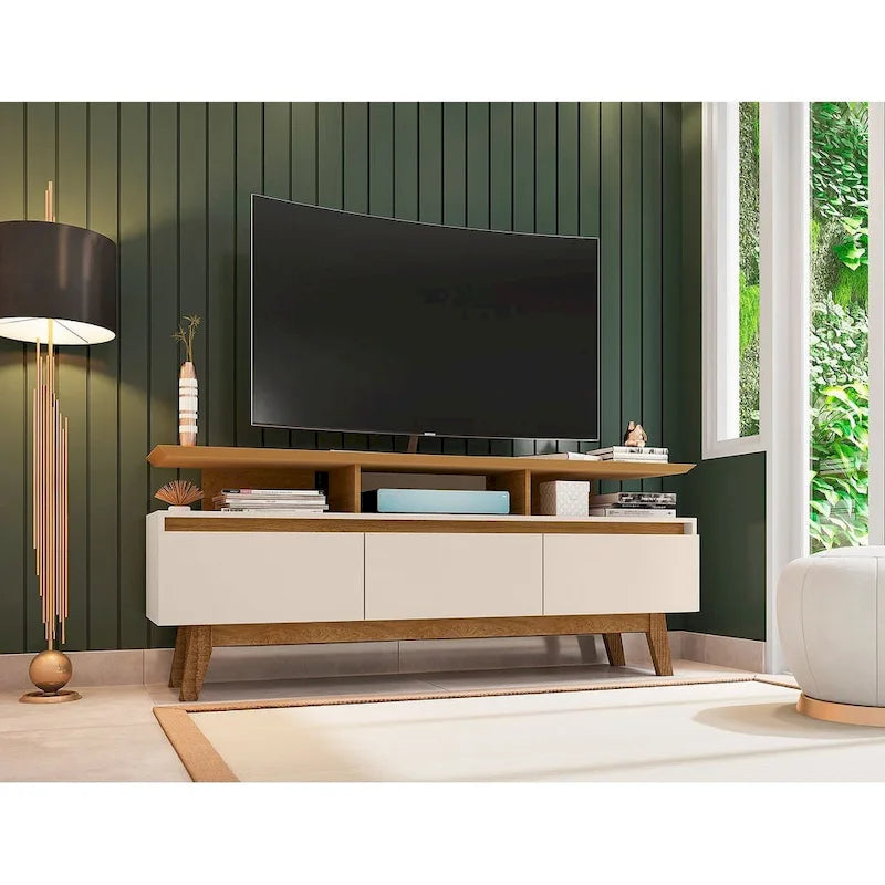 Yonkers Mid Century Modern Wood . Media Console Cabinet