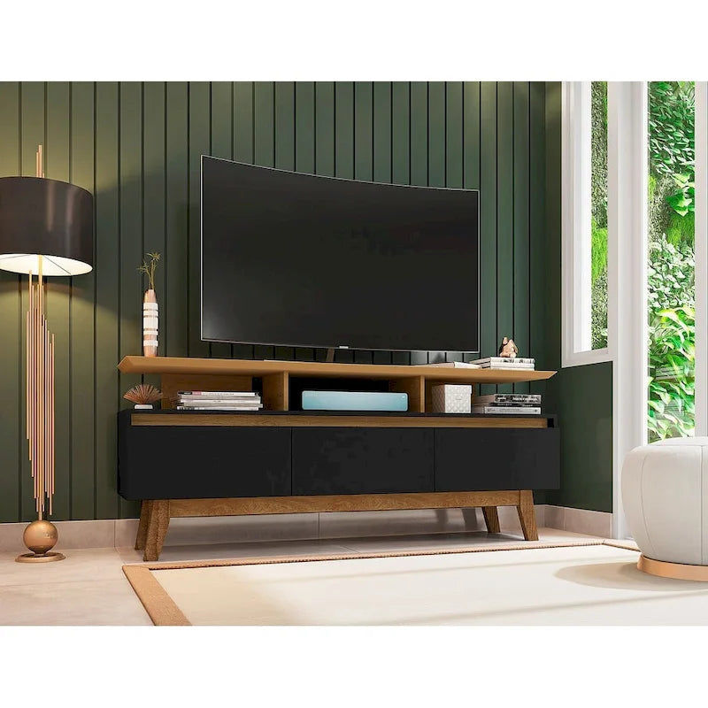 Yonkers Mid Century Modern Wood . Media Console Cabinet